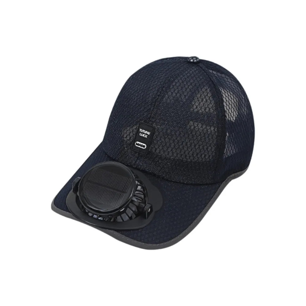 Solar Fan Baseball Cap With Rechargeable Battery