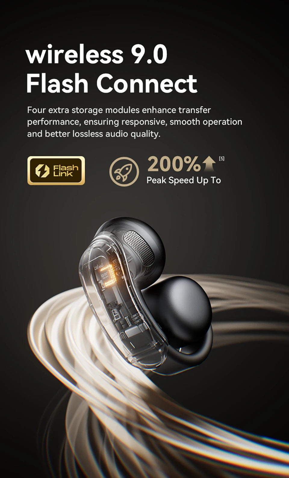 S9S AI Free Clip OWS Headphones Bluetooth 5.4 Earphones AI Assistant Wireless Headset IPX4 Stretchable Ear Bridge