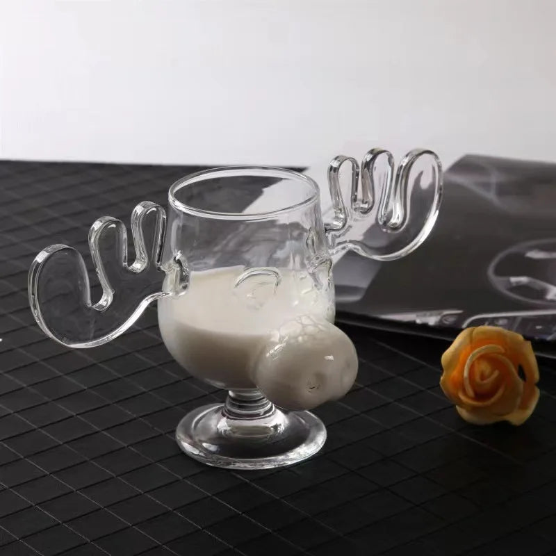 1/2pcs Reindeer Wine Glass Cocktail Juice Cup Clear Beer Mug Water Milk COFFE Whiskey Glasses Drinkware Shot Cups