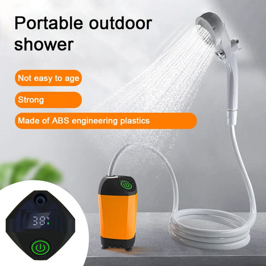 Portable Rechargeable Electric Camping Shower Pump with Temperature Display