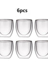 2/4/6pcs Screw Thread Espresso Cups Set Double Wall Glass Coffee Mugs Set 80ml Shot Glass Insulated Teacup Coffee Accessories