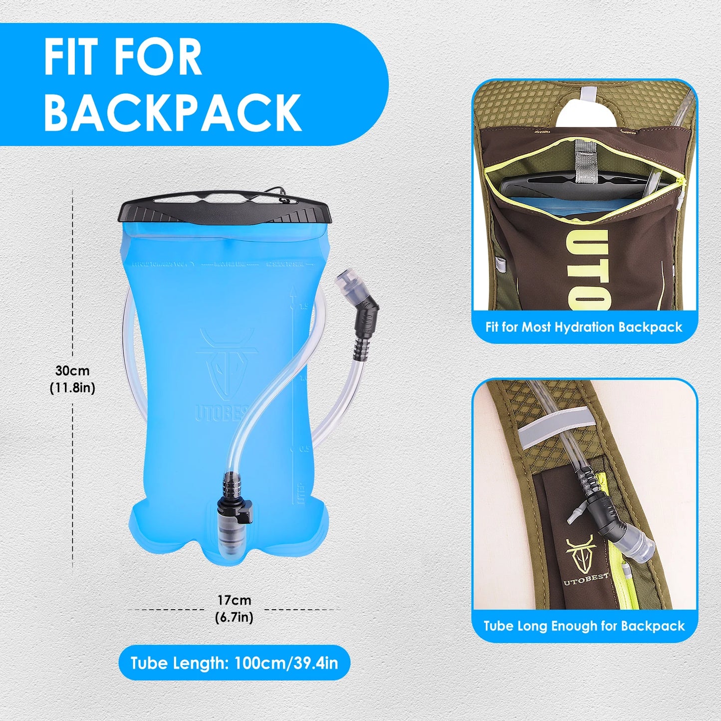 1.5L Water Bladder Hydration Reservoir Pack TPU Water Storage Bag for Cycling Running Backpack