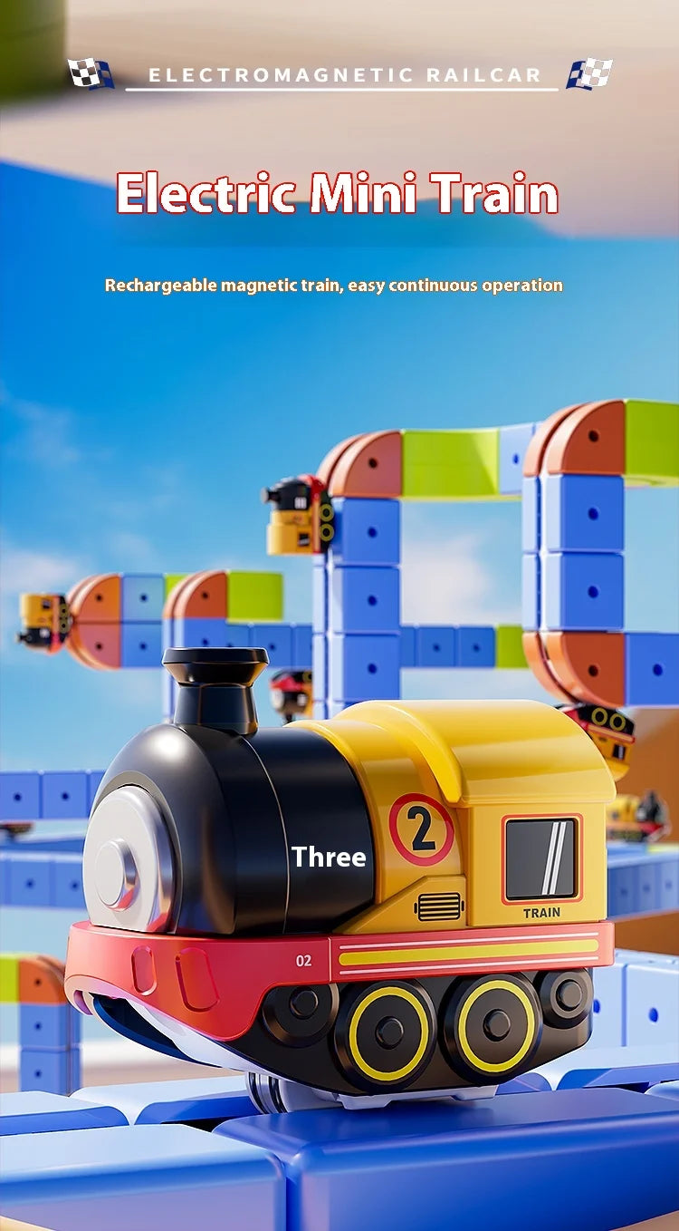 Versatile megnetic Attraction megnetic Block Track Electric Small Train megnetic Car Car Railtrack Set Toy  Gifts