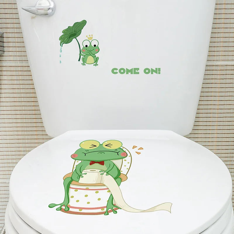 3D Cute Cartoon Funny Animal Bathroom Toilet Stickers Decals Mural WC Accessories Home Bathroom Stickers Decor