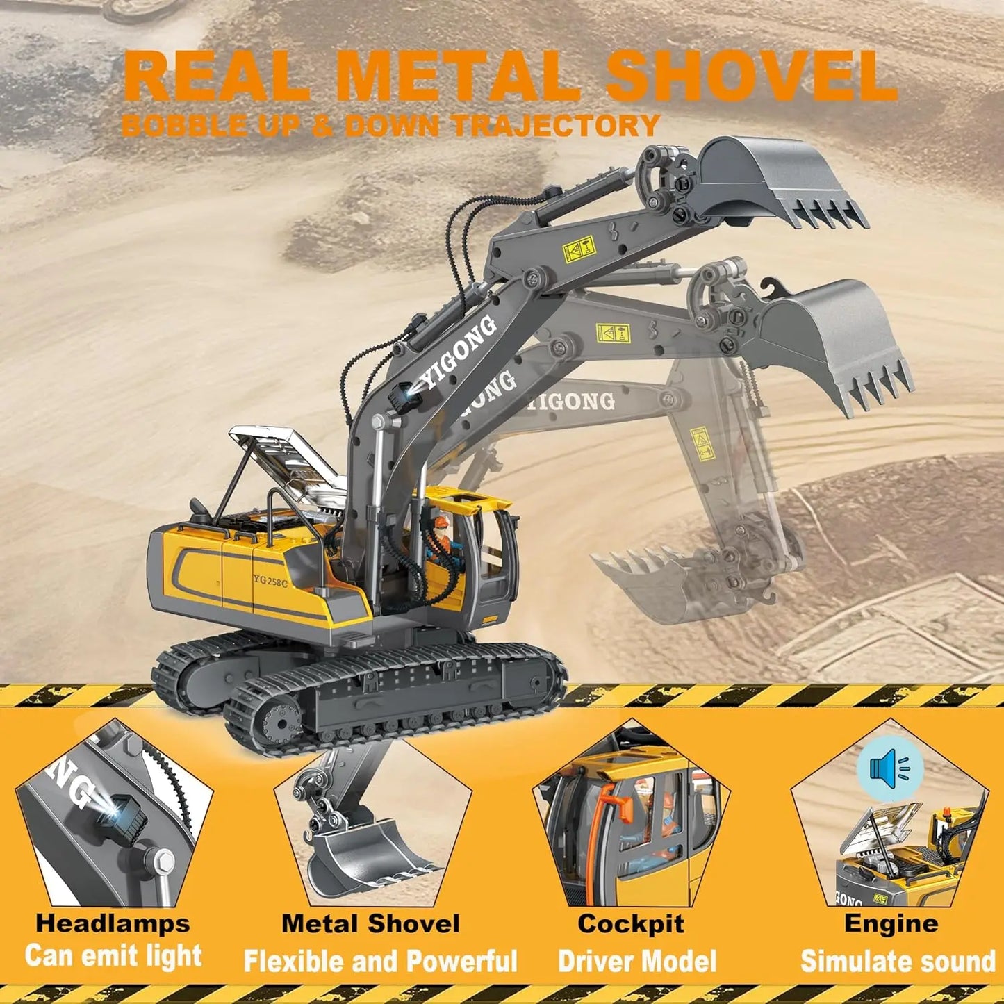 Remote Control Excavator Toy Radio Controlled RC Dump Truck Vehicle Crawler Bulldozer Construction Car Gifts for Boys