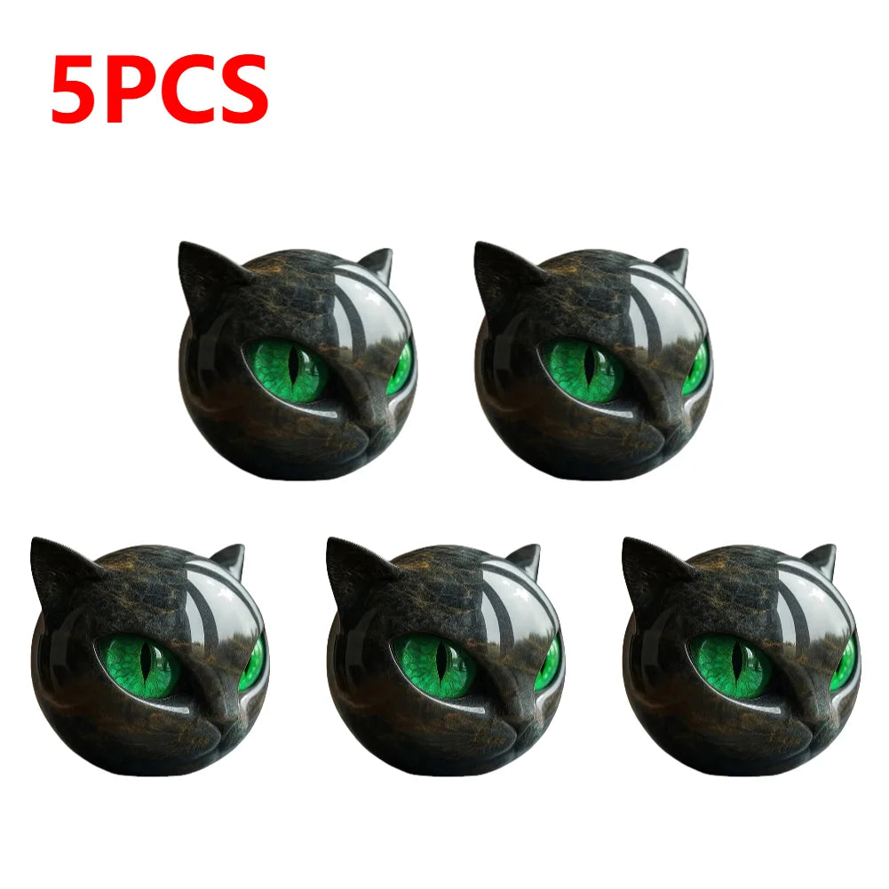 Green Eyes Cat Head Sculpture 3D Resin Healing Stone Marble Texture Cats Figurines Sculpture Gifts for Cat Lovers Women Men