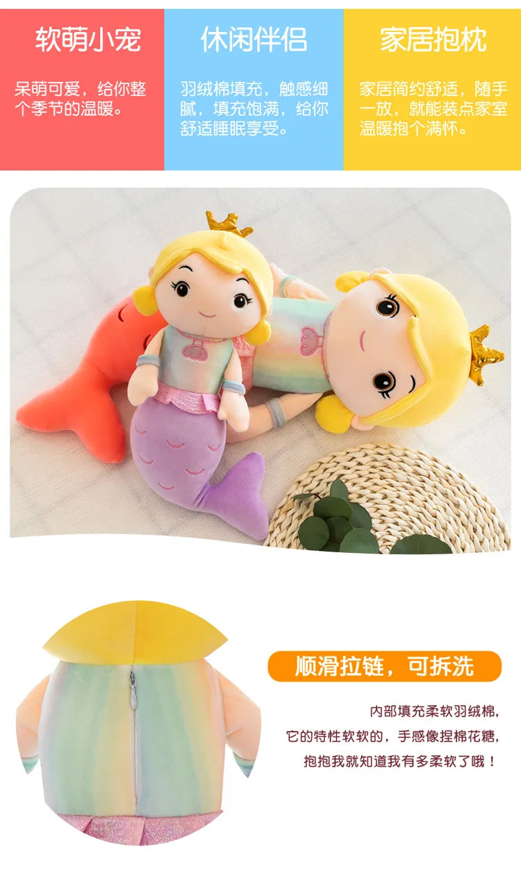 Kawaii Mermaid Plush Pillow Toy Cute Stuffed Doll for Kids Girls Bedroom Decor Perfect Christmas Birthday Gift Soft Cuddly Toy