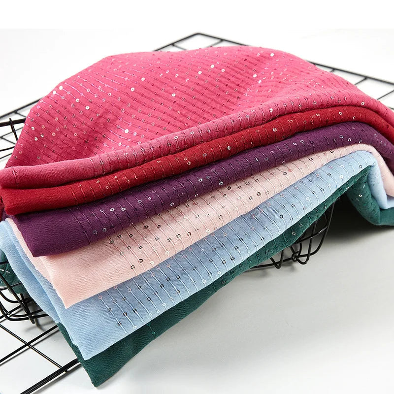Cotton Hijabs Scarf Muslim Islamic Headscarf For Women Lady Soft Cotton Linen Tassel Sequins Islamic Hijab Shawl Wraps