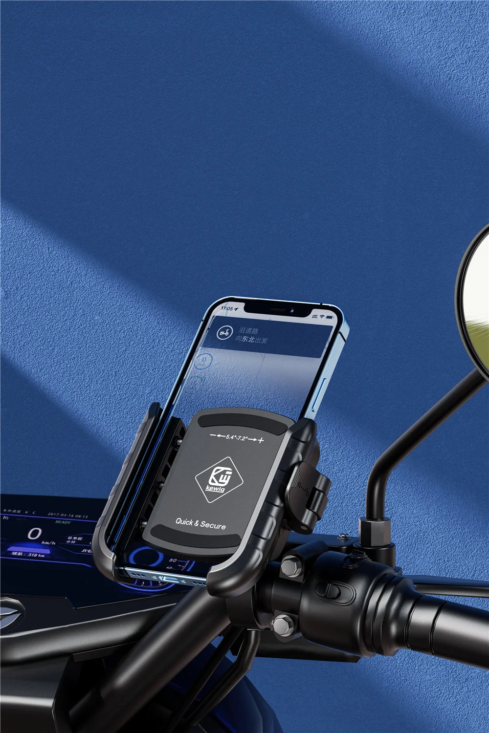 Motorcycle Phone Holder One-Touch Auto Quick Lock Bike Phone Mount ATV Bicycle Scooter Phone Holder with Aluminum Handlebar Base