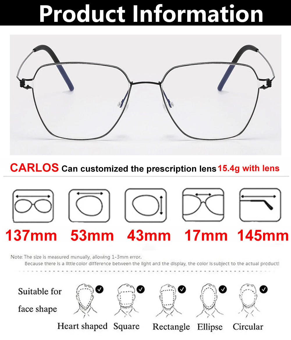 Polygon Titanium Screwless Ultralight Eyeglasses Frame