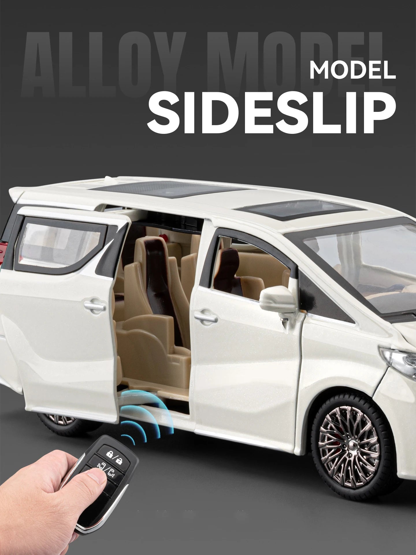 1 24 Scale Alloy MPV Diecast Pull Back Model Car with Sound and Light