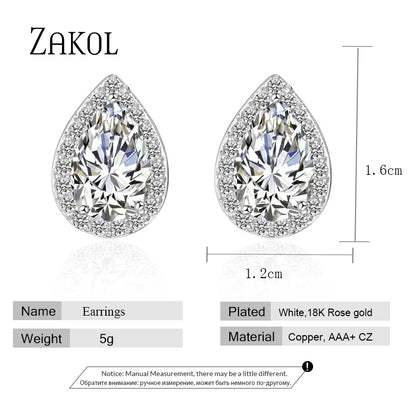 Classic Water Drop Cubic Zircon Stud Earrings