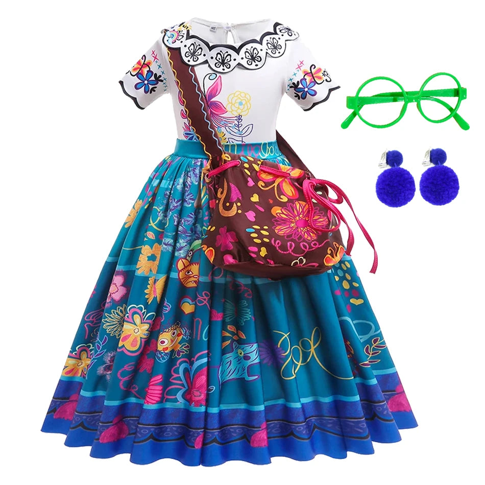 Girls Encanto Costume Mirabel Halloween Carnival Princess Mirabel Suit Party Cosplay Costume Kids Vestido 2-10 Years