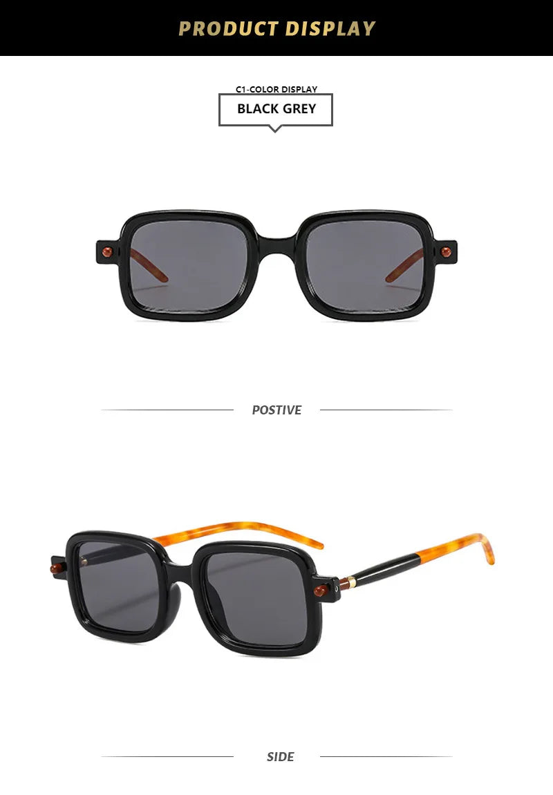 Retro Square Sunglasses With UV400 Protection