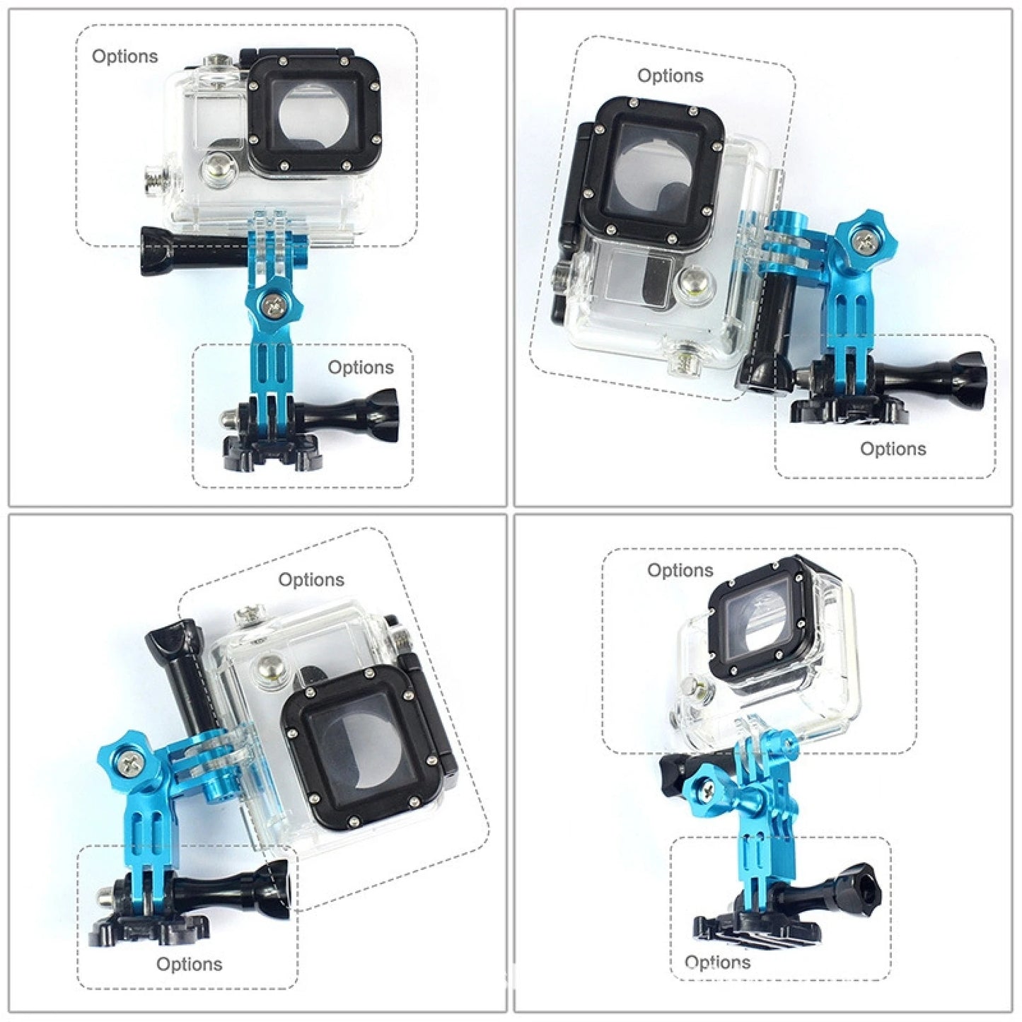 Action Camera Universal Aluminum Alloy Three-way Adjustment Arm 360 Degree Adapter for GoPro / Insta360 ONE R / DJI Osmo Action