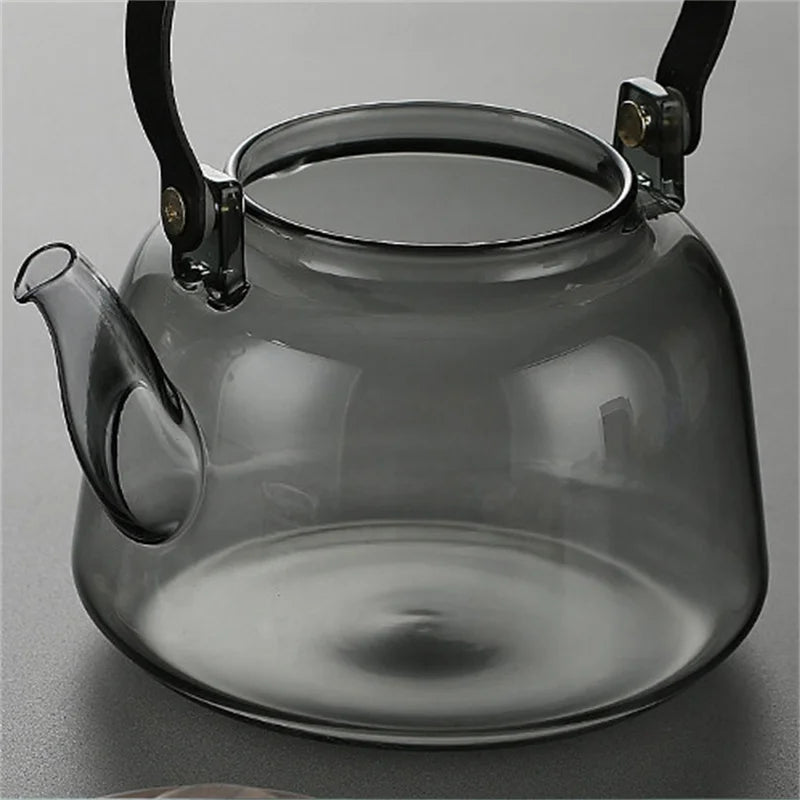 1000ml Embossed High Borosilicate Glass Teapot with Tea Strainer