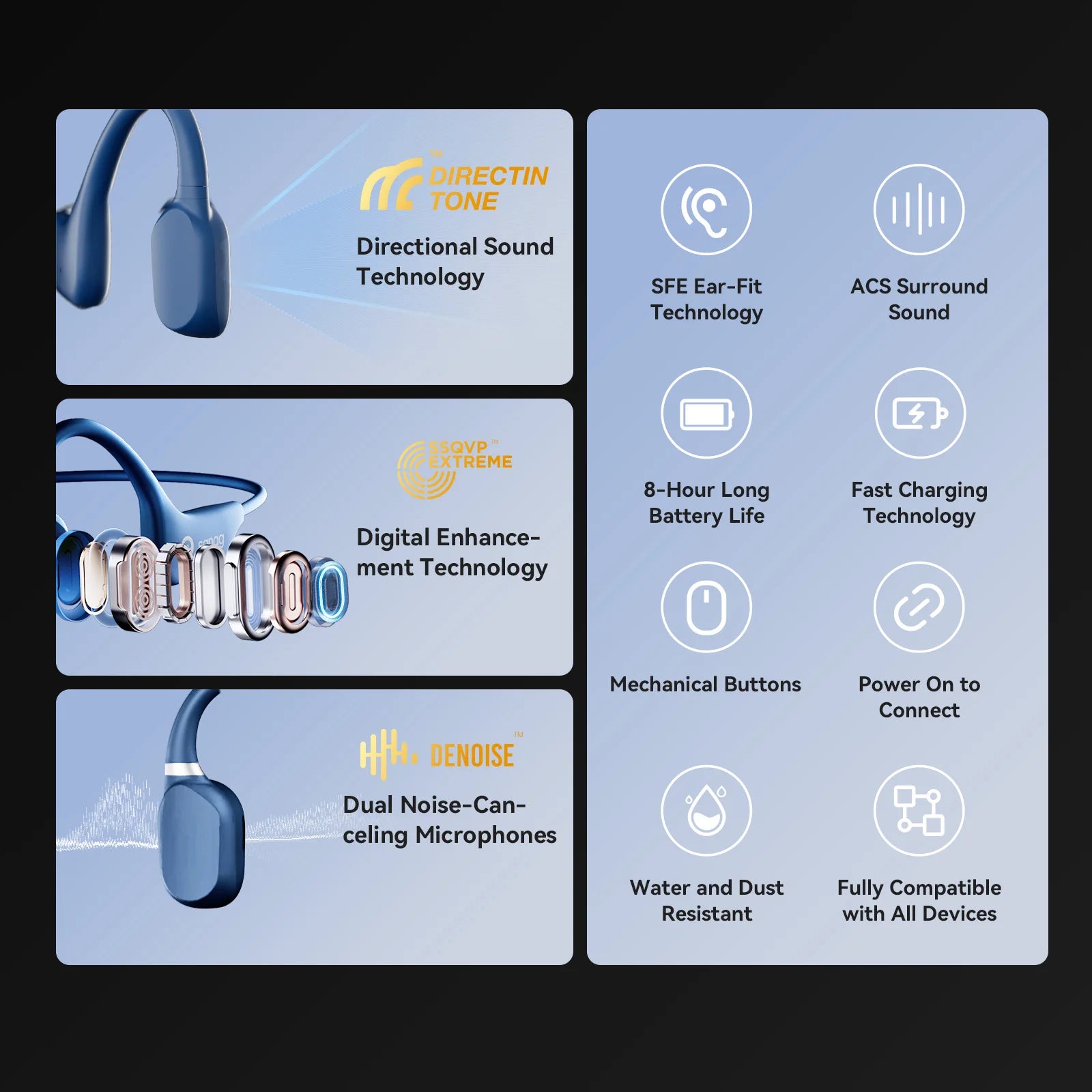 A5X True Bone Conduction Earphone Open Ear Bluetooth Wireless Sport Headphones Waterproof Headset 3D Stereo Sound