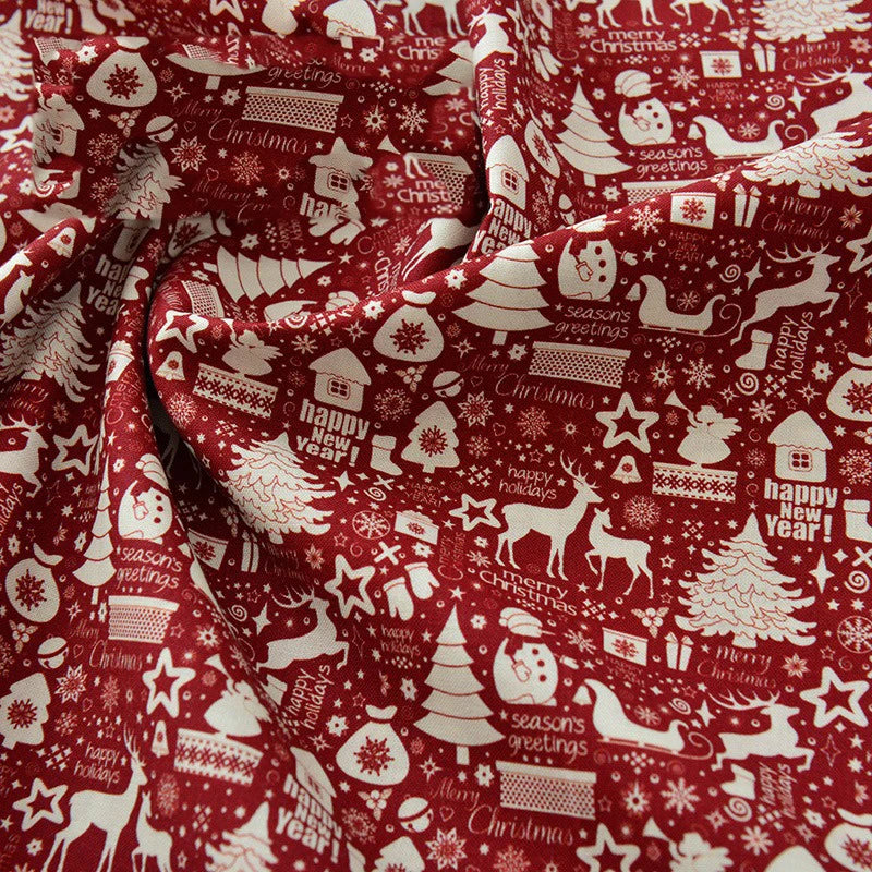 Pure Cotton Digital Printing Christmas Flower 60SManual DIY Decorate Fabric Pillow Clothes Christmas Theme Autumn and Winter New