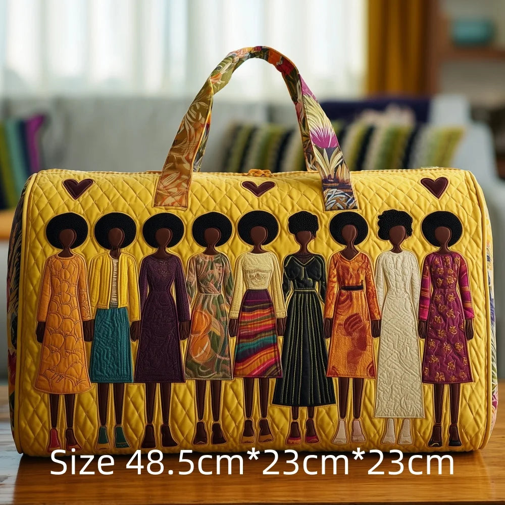 3D Quilted Africa Travel Bag for Women Boho Weekender Bag with African Women Map Print Carry on Luggage Unique Festival Bags