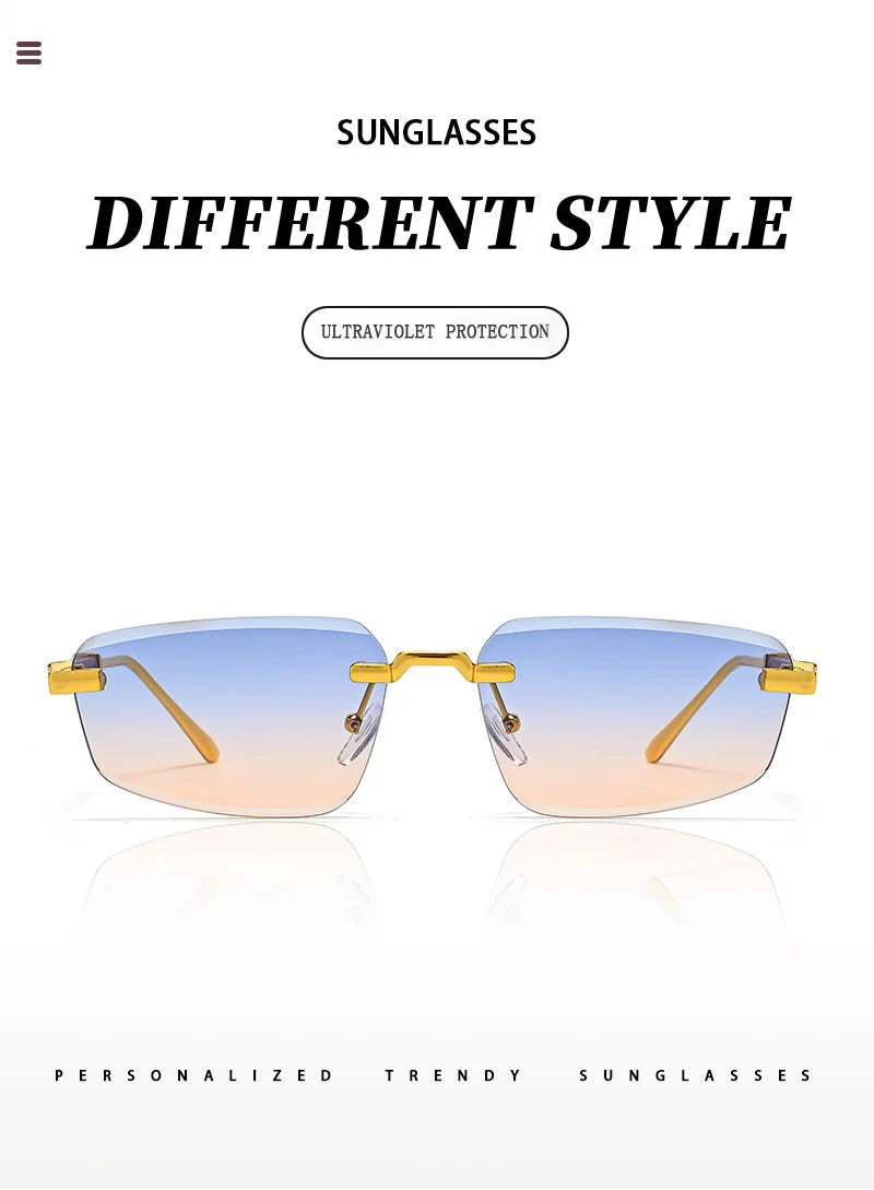 Rimless Wooden Sunglasses With UV400 Protection