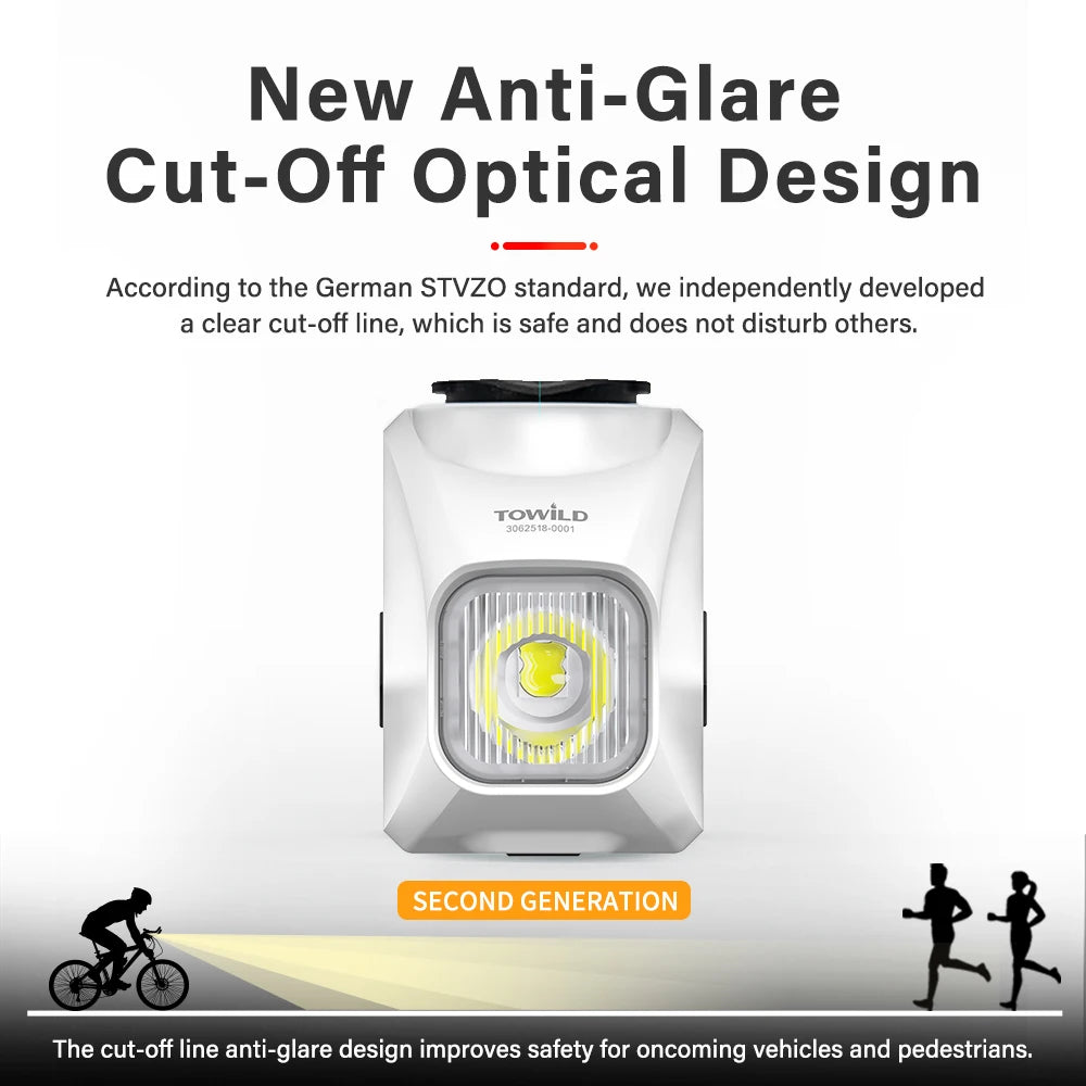 DL1200S Bicycle Light With Anti-Glare Cut-Off Line Beam 1500LM Rechargeable Led Bike Front Lights Mtb Cycling Headlights