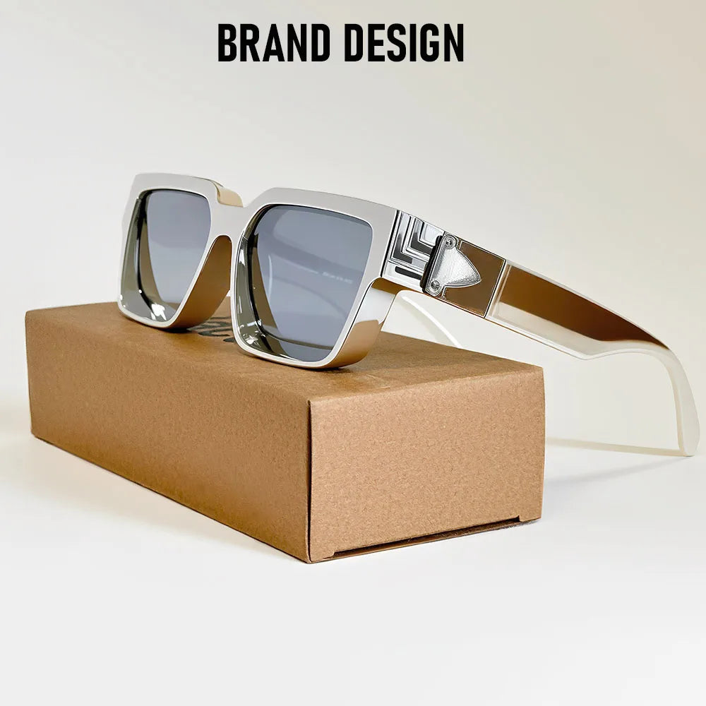 Vintage Square Thick Frame Sunglasses With UV400 Protection