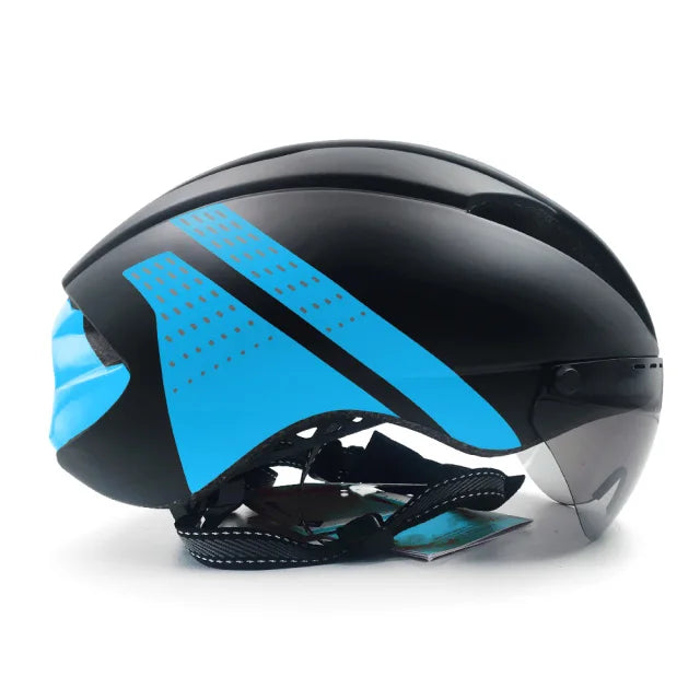 Aero Time Trial Cycling Helmet With Magnetic Lens