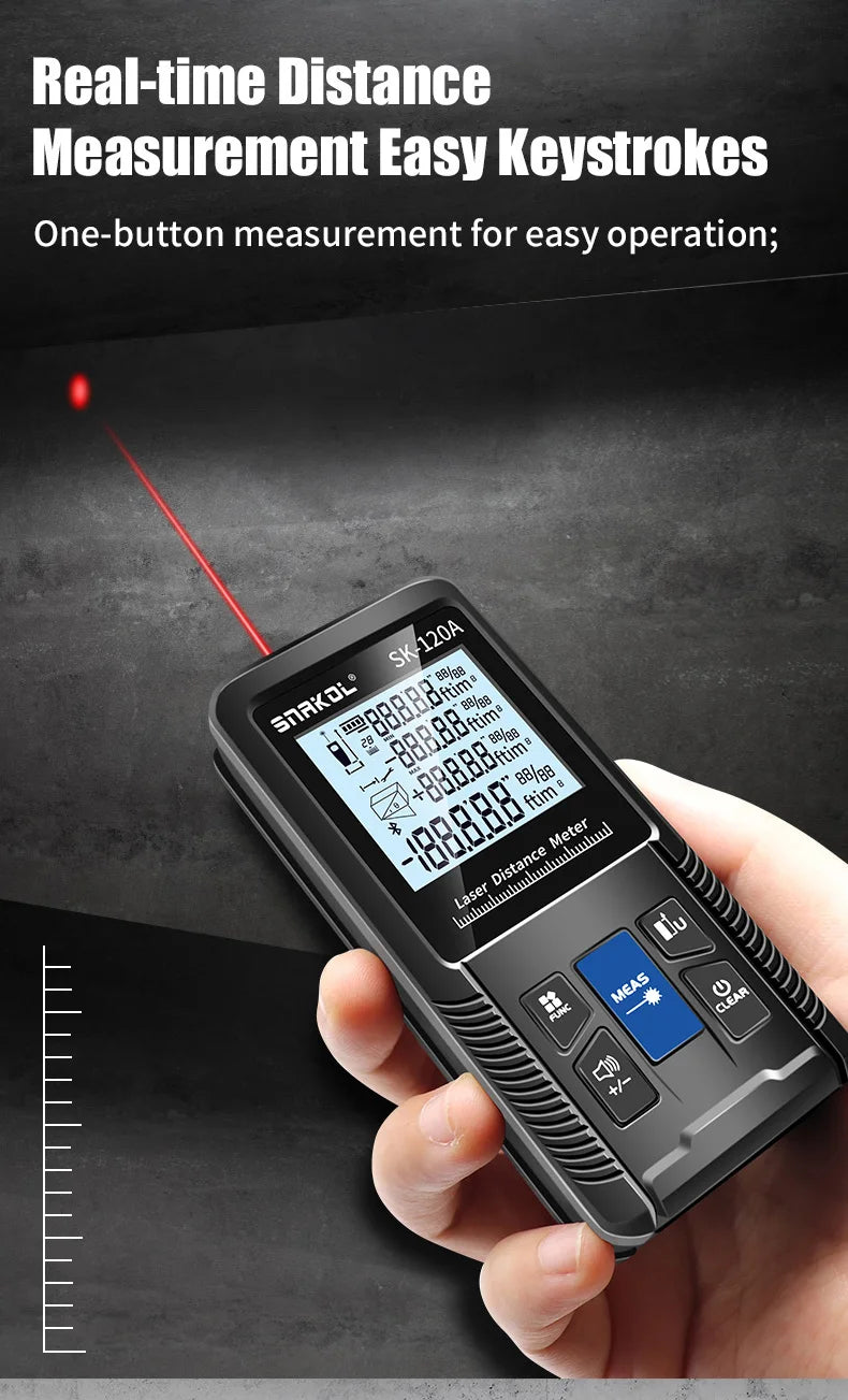 120M Smart Laser Distance Meter Measure Infrared Rangefinder USB Rechargeable Handheld Portable Laser Range Finder Tools