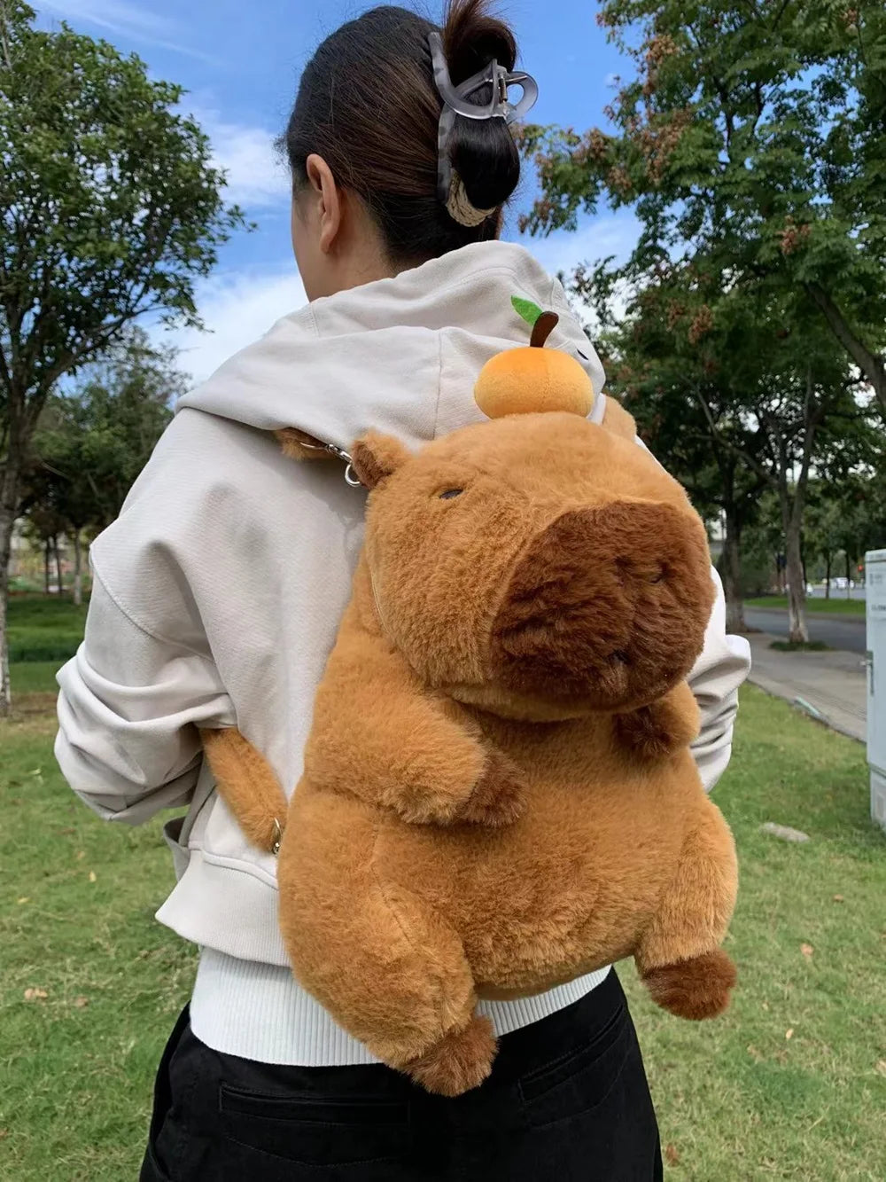 Kawaii Capybara Plush Backpack Soft Shoulder Bag