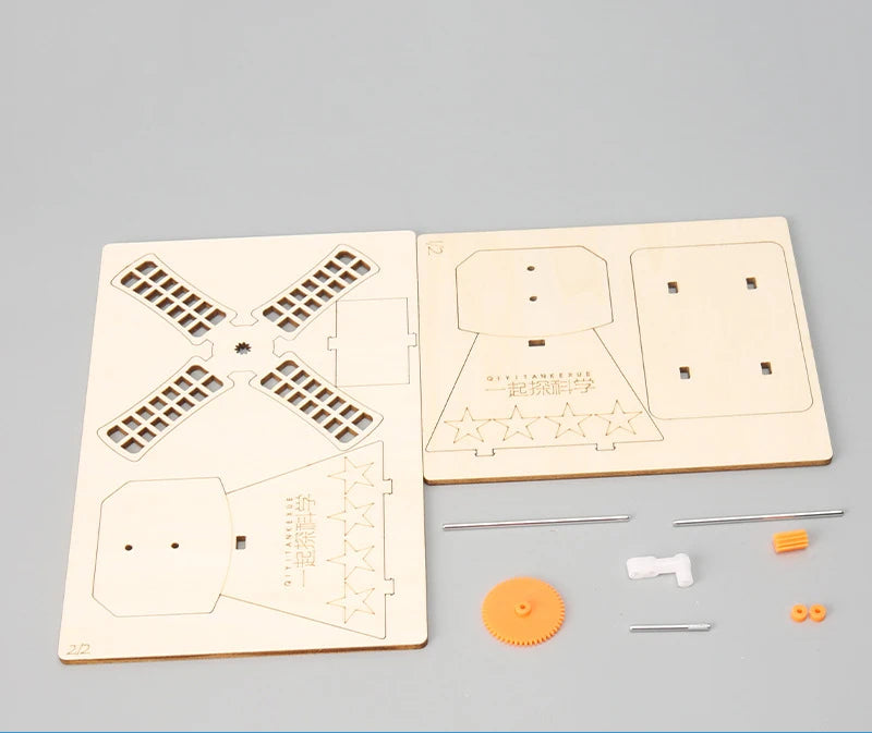 3D Wooden Puzzle DIY Physical Model Science Experiment Educational Toy Password Box Grain Fan Assembly Model DIY Decoration Gift