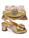 Purple Shoe and Bag Set for Party in Women  African Shoe and Bags Set for Party Elegant Rhinestone Wedding Shoes Bride