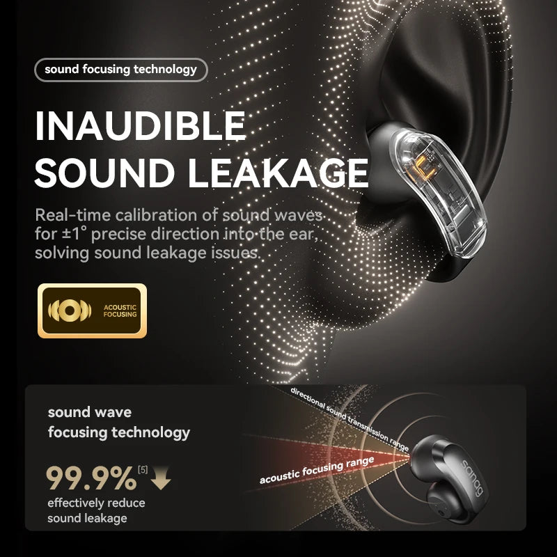 S9S AI Free Clip OWS Headphones Bluetooth 5.4 Earphones AI Assistant Wireless Headset IPX4 Stretchable Ear Bridge