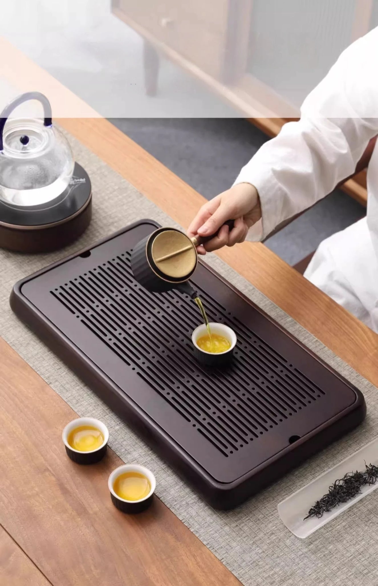 Home And Kitchen Wooden Tray Rectangle Bamboo Tea Tray For Chaban Tea Table Coffee And Tea Tools  Decorative Tray