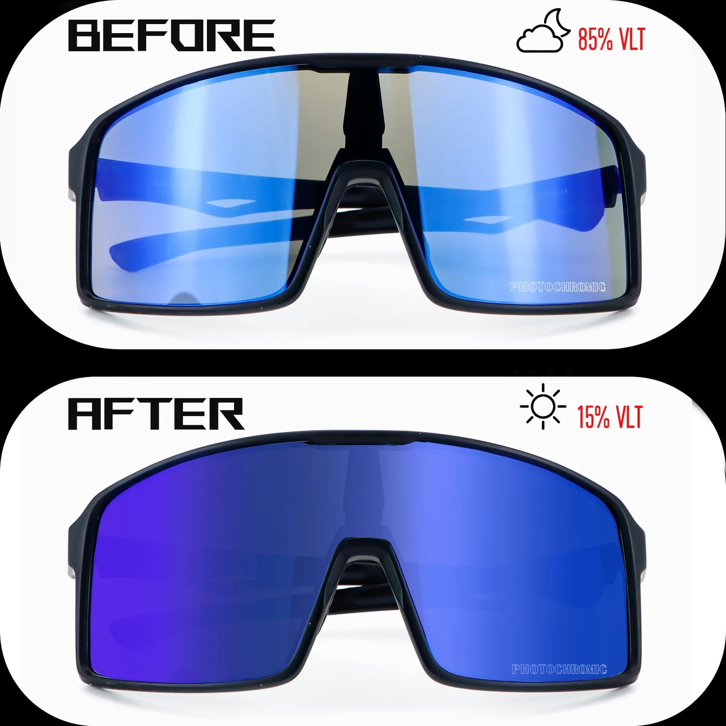 Photochromic Cycling Sunglasses UV400 Sports Bike Eyewear