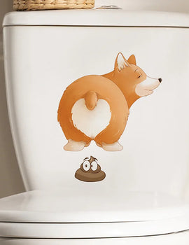 3D Cute Cartoon Funny Animal Bathroom Toilet Stickers Decals Mural WC Accessories Home Bathroom Stickers Decor