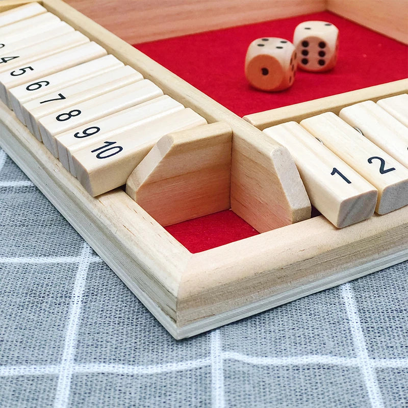 Wooden Four Player Shut the Box Dice Board Game