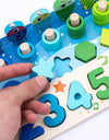 3D Preschool children educational toys wooden Montessori arithmetic magnetic fishing digital shape matching building block toys