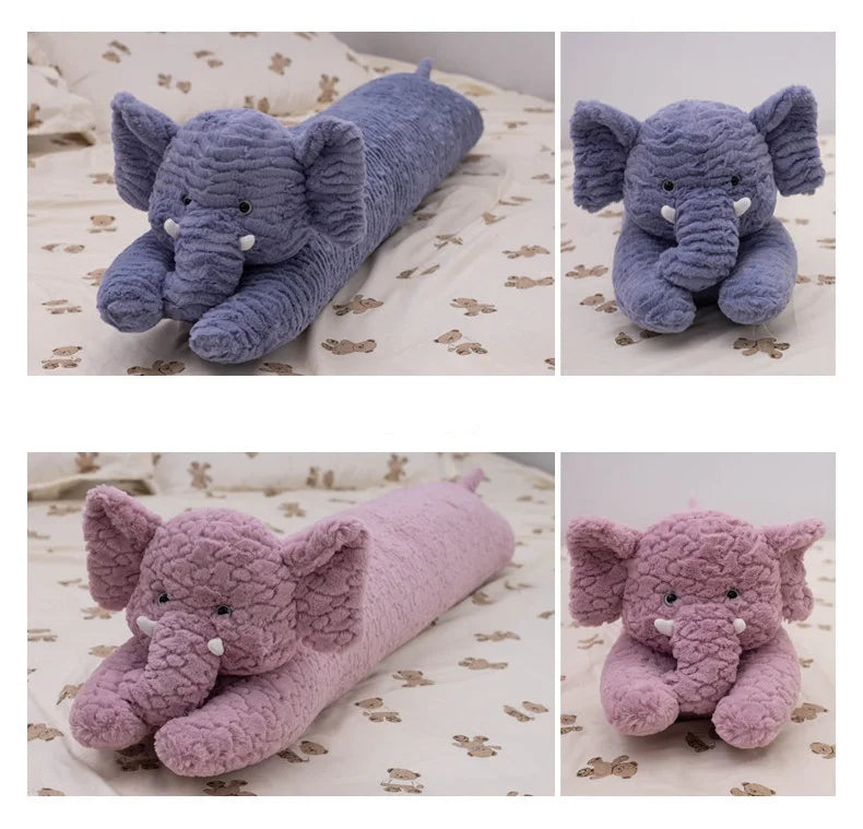 Large Elephant Body Pillow Long Sleeping Cushion Cute Stuffed Animal Elephant Decorative Body Pillow Chair Back Cushion Decor