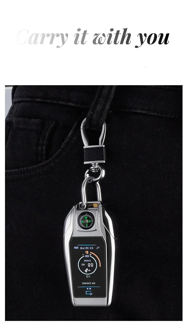 Keychain Windproof Lighter Cool Car Key Model Black Technology Multifunctional Igniter Gift Boyfriend A Trendy Look