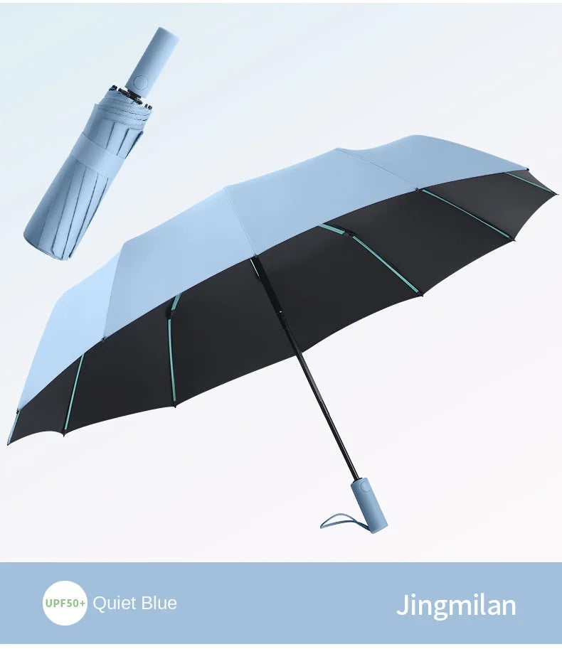 60 Rib Reinforced Large Folding Umbrella Thick Fabric Windproof Sun Rain Protection Travel Business Umbrella