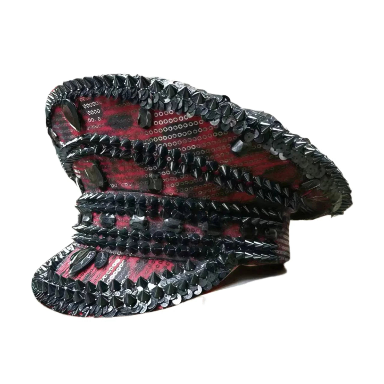 Bling Captain Hat Rhinestone Captains Hat for Men Steampunk Handmade Burning Man Mardi Gras Music Festival HongLuan Unisex