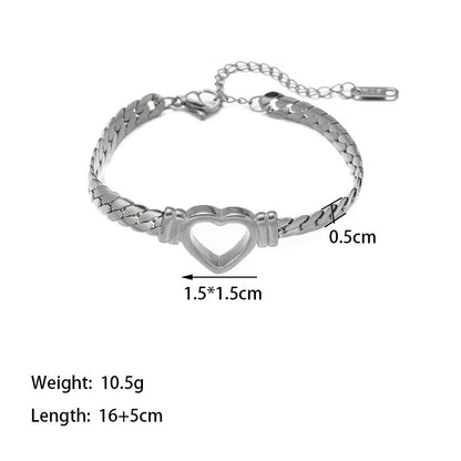 Cuban Link Heart Chain Necklace For Women Gold Plated Stainless Steel Waterproof Necklaces Bracelet 45 cm