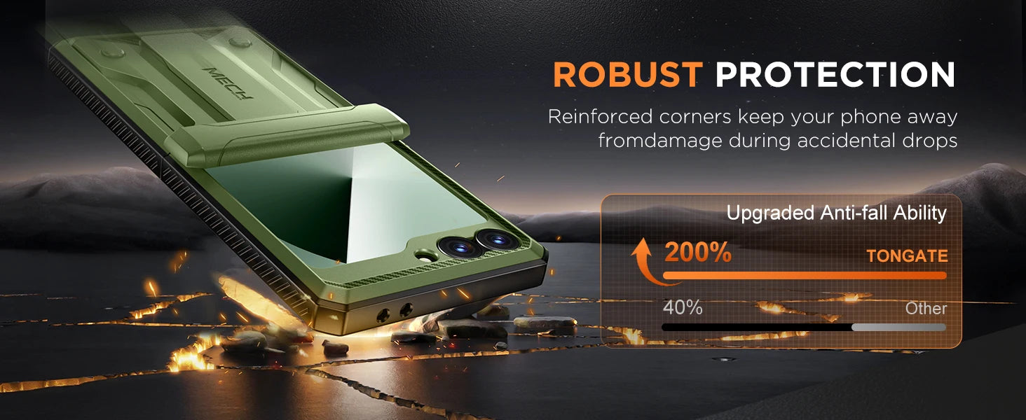 for Z Flip 6 Case with Kickstand Belt-Clip Hinge Protection Cover Screen Protector Military Grade Shockproof Phone Case