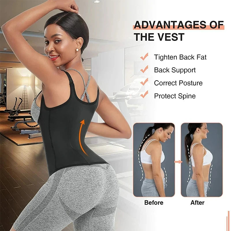 Sweat Waist Trainer Vest Slimming Corset for Weight Loss Body Shaper Sauna Suit Compression Shirt Belly Girdle Tops Shapewear