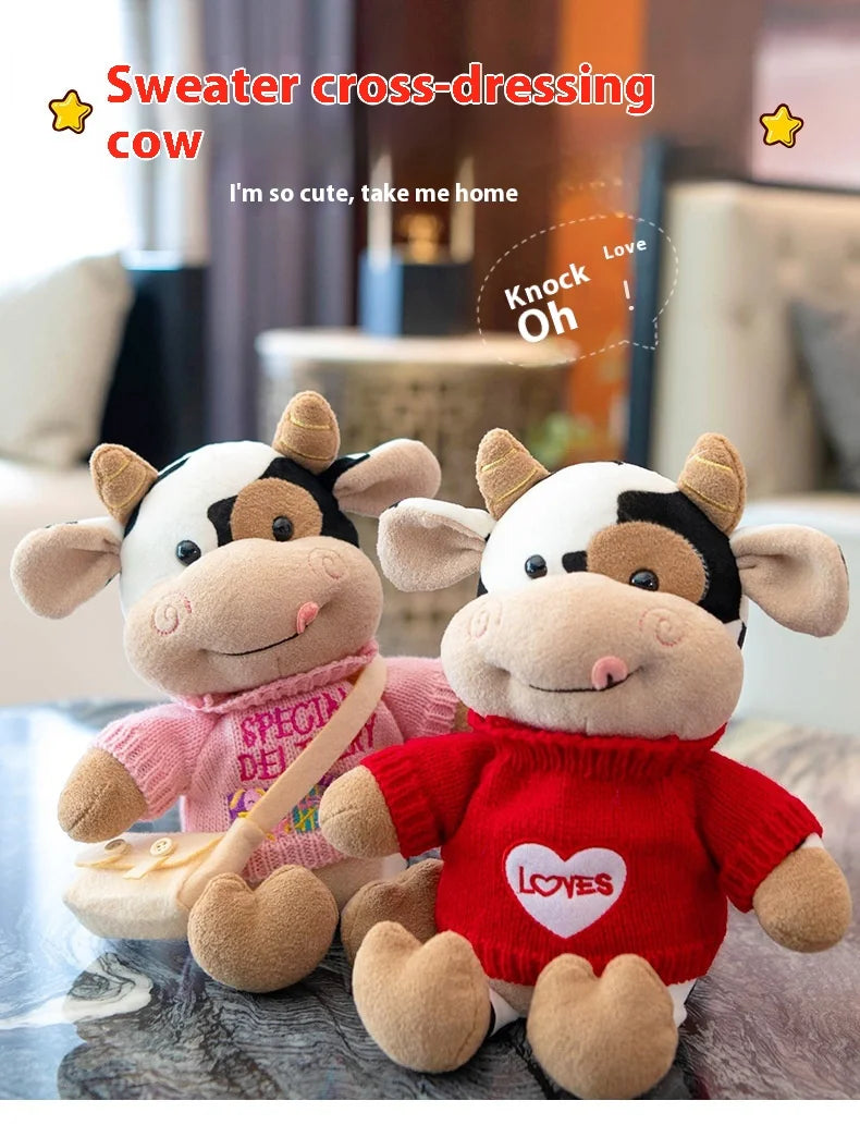 Hot toys Cute Cow Doll Little Cow Plush Toy Chinese Zodiac Cow Doll Cloth Doll New Year's Gift Girl's Birthday Gift