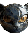 Black Cat Figurine Resin Cat Head Healing Stone Marble Texture Cat Stone Resin Cat Sculpture Ornament Cat Sculpture Craft Decor