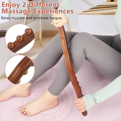 8 Beads Gua Sha Stick Wooden Body Massage Stick Handheld Abdomen Cellulite Massager For Back Relief Wood Therapy Massage Relaxed