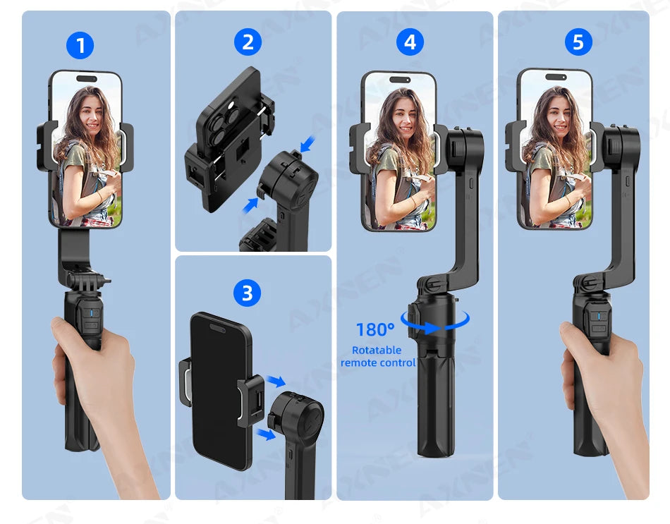 HQ2 SERIES Mobile Phone Stabilizer Handheld Gimbal for Smartphone Gopro Action Camera Extension Rod Selfie Stick Tripod