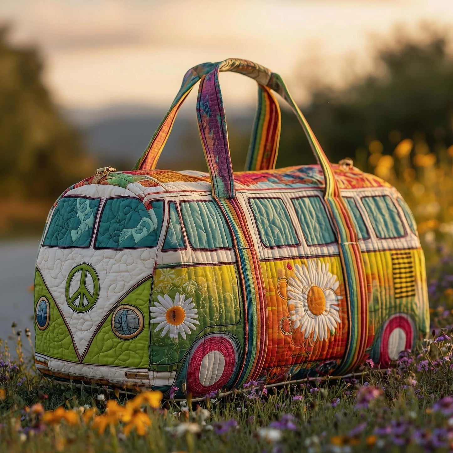 3D Bus Print Travel Duffle Bag Yoga Handbag