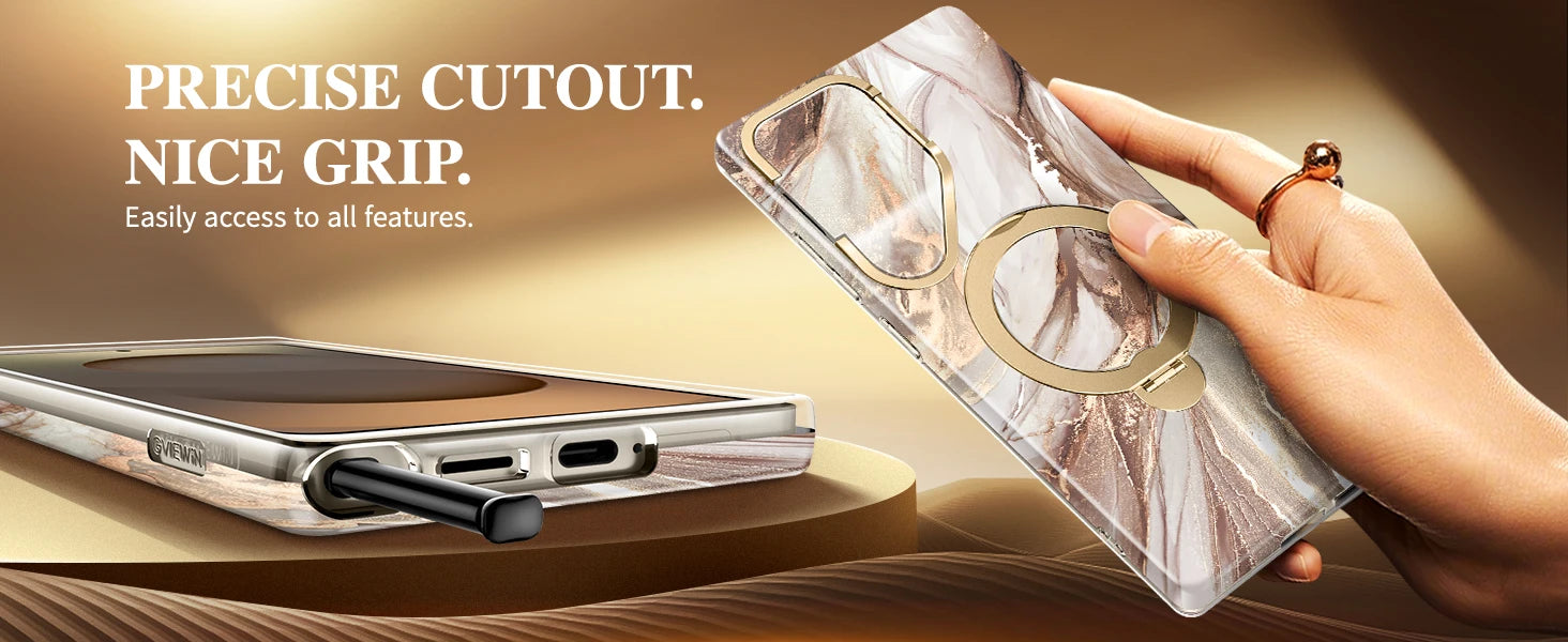 360° Spin  Stand for Samsung Galaxy S25 Ultra Case with Magsafe Marble Military Grade Protective Phone Cover